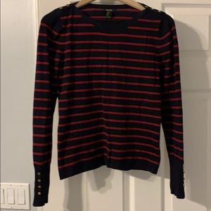 Navy and burgundy Sweater with gold button detail